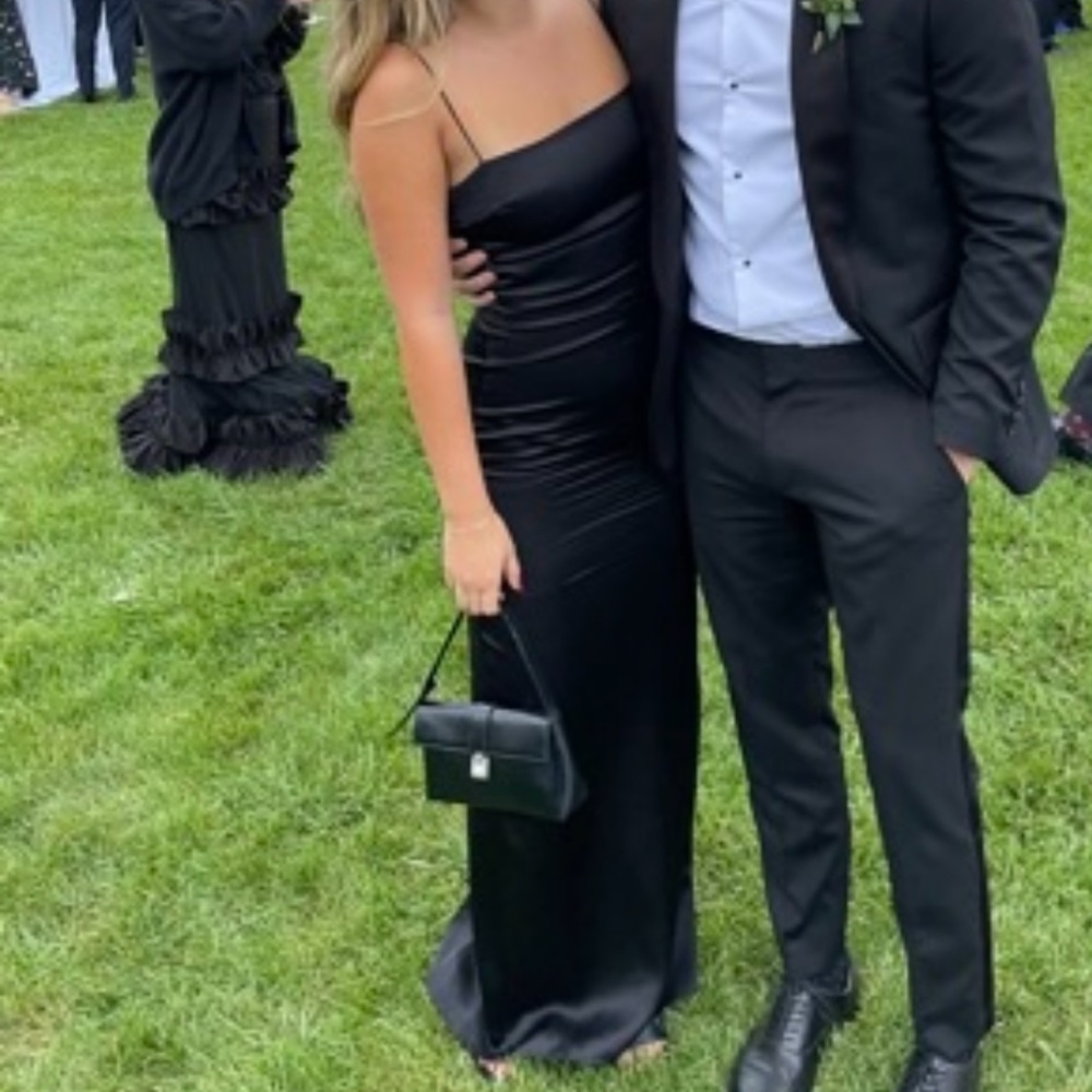 Reformation black silk gown